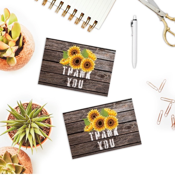 25 Pack 4X6 Sunflower Thank You Cards PRICE IS FIRM - Picture 3 of 5